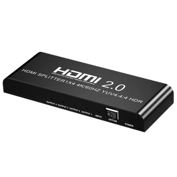 HDMI Splitter-HD-4K @ 60 Hz 1: 4 Ud af, HDMI2.0 Switcher USB-Hub Tilslut Kontakten til Bærbar computer, PS3, PS4 HDTV EU Stik