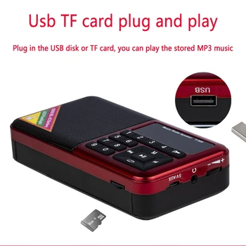 Mini Bærbar FM-Radio Støtte TF Kort Output U-Disk Musik afspilning af MP3-Afspiller LED-Belysning USB-Højttaler 70-108MHz
