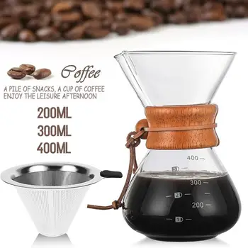 Og Elkedel Kaffemaskine Og Pot Professionel Holdbar 400ml Høj borosilikatglas med Filter Manuel Drop Bar Diy