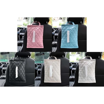 1 Pc Bil Tissue Box Håndklæde Diamant-Formet Læder Autostol Tilbage Hængende Skuffe Box Car Indvendige Bil Tilbehør Produkter