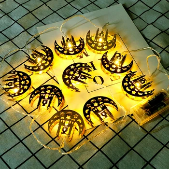 10 LED-Moon Slot Fe String Lys Arabiske Festival Decors Ramadan Ornamenter Party Bryllup Dekorative Fairy Lights