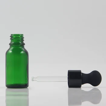 100pcs/masse runde form grøn 0,5 oz dropper container parfume æteriske olie, glas, flasker til salg 15 ml