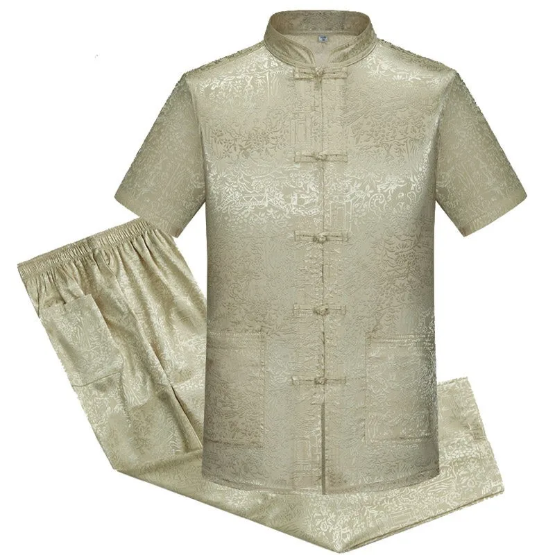 Top til mænd mandlige tangzhuang tøj traditionel kinesisk tøj tang shirts til mænd kostume mænd, bomuld skjorter, korte ærmer køb online | Andre ~ www.tidenstanker.dk