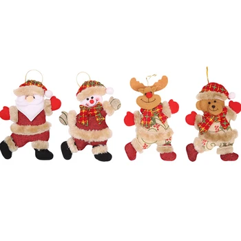 4stk/sæt Plys julepynt Santa/Snemand/Elk/Bear juletræ Bløde Hængende Ornamenter Dekorationer Søde Bløde