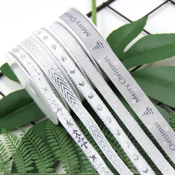 5M/Masse Sølv Jul Satin Bånd Emballage Tape Bælte Bue For at Sy Tilbehør Xmas Tree DIY Håndværk Gave Pakning Dekorationer