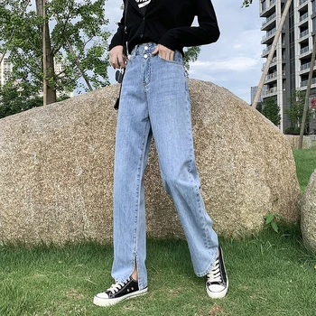 Bomuld Bred Ben Kvinder StreetStyle 2021 Nye Casual Denim Dame lange Bukser Jeans Vintage i stand solid Mode Retro bukser Kvalitet