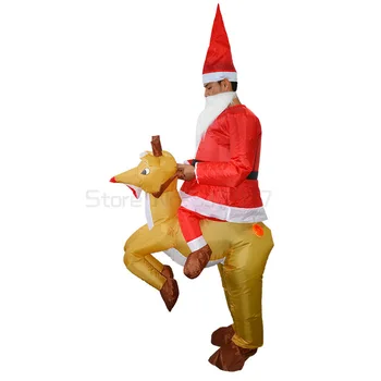 Christmas Santa Claus Elk Oppustelige Tøj Dekoration Dukke Kostume Til Hjemmet Bar Vise Nye År Part Aktiv Atmosfære Indretning