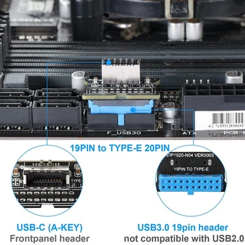 Computer Bundkort USB 3.0 Front 19PIN til 3.1 Type-C frontpanelet Header Type-E-Adapter 20 til 19-Pin-udvidelseskort