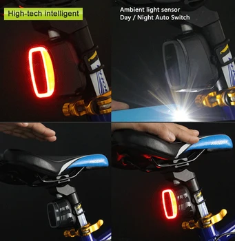 Cykel Lys Trådløse surround-laser-lys, Smart hale lampe USB-Genopladelige Cykling Sikkerhed advarsel LED-Bike baglygte Tilbehør