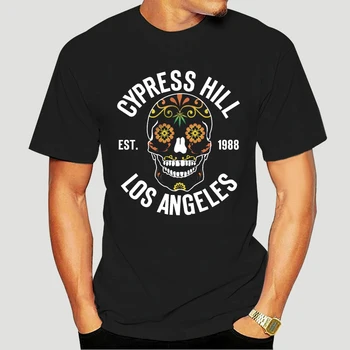 Cypress Hill T-Shirt Blomst Kraniet 1988 Band Logo Officielle Herre t-Shirts Toppe Sort-1987A