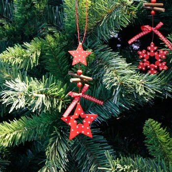 DIY Rød Jul Snefnug og Star&Tree Træ-Vedhæng Smykker Hjem julefrokost Xmas Tree Børn Gaver, Dekorationer