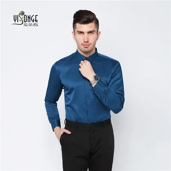 Den nye forår 2019 mænds tøj flue åbning værktøjsholder-business langærmet shirt til mænd vask og slid elastiske skjorte