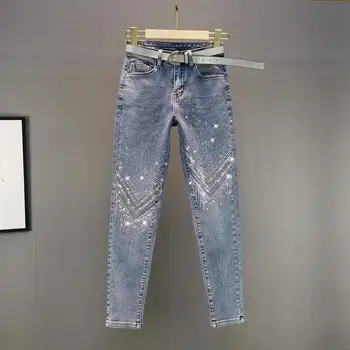 Donsignet Nye Mode Tunge Industri Varme Boring tætsiddende Jeans Feminino Casual Slankende Jeans Push Up Taille Haute