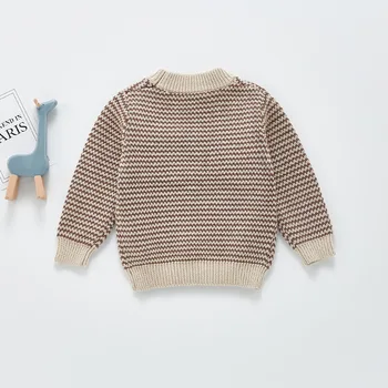 Efterår og Vinter 2021 Baby Drenge Bluse Børn strikket Tøj Børn Pullover Jumper lille Barn Stribet koreanske&Japansk Stil Dreng Top