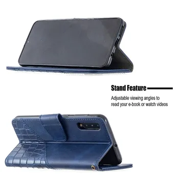Egnet til Samsung Galaxy A81 A91 A10, A20 A30 A40 A50 beskyttende skal krokodille læder flip magnetiske beskyttende cover