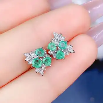 Elegant heldig blomst tre naturlige grønne Smaragd dråbe øreringe Naturlig gemstone øreringe af 925 sølv kvinder girl party smykker
