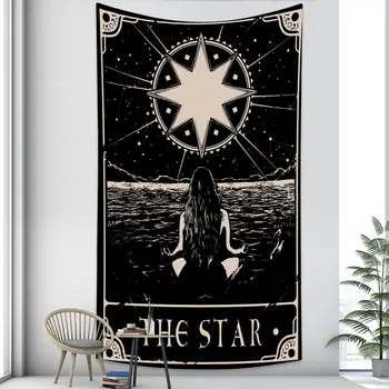Gobelin Hekseri Guddommelige Stjernede Månen Tarot-Tapetet Væggen Hænger Rum Udsmykning Tapet Hippie Astrologi Mosaik Væg Tæppe