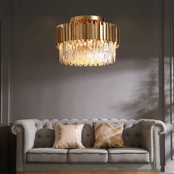 Guld Rund Lampe Led-Hjem Interiør Belysning Crystal Loft i Stue, Moderne Lys Luksus LED Pærer Daglige Belysning