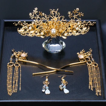 HIMSTORY Vintage Kinesiske Guld Phoenix Hår Tilbehør Birdal Piger Medaljon Bryllup Hår Smykker