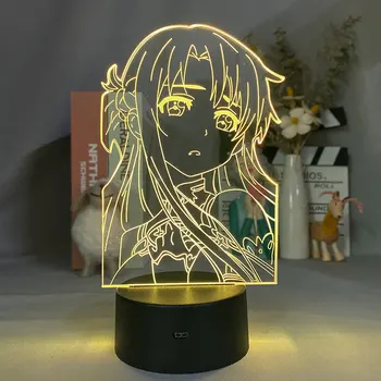 Japan Animationsfilm Sværdet Kunst Online Asuna 3d-Billede Lampe Smart Phone Control Visual LED Fødselsdag Gave blød natten lys for børn