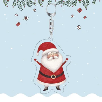 Jul Nøglering Tegnefilm Søde Vedhæng Juletræ Santa Claus Akryl Ferie Gave