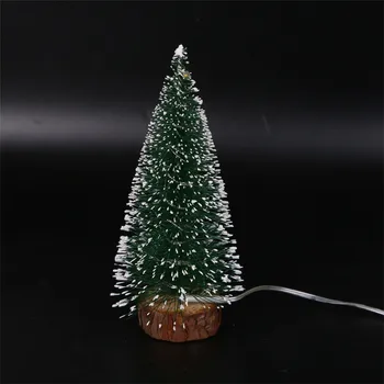 Julepynt Små Santa Claus, Sne Tree Desktop dekorationer Med LED-Lys Mini Jul nytår Træet #40