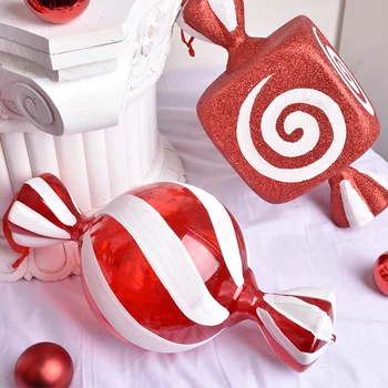 Julepynt scene layout gave ornamenter vedhæng vedhæng 40CM rød og hvid gennemsigtig malet candy rekvisitter