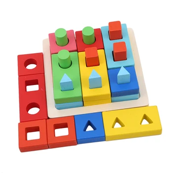 Kreative Børn, Træ-Geometrisk Intelligens Bord Baby Pædagogisk Legetøj Form Matchende Kolonner Bygning BlocksToy