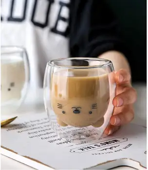 Kreative Sød Bjørn Dobbelt-lag kaffebæger Dobbelt Glas Kop Karton Animalsk Mælk Glas Lady Søde Gave, Julegave