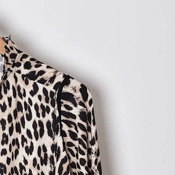 Kvinder Shirt 2020 Efteråret og Vinteren Ny Stil Damer Stil Leopard Print Lanterne Ærme Blonde Skjorte Kvinder