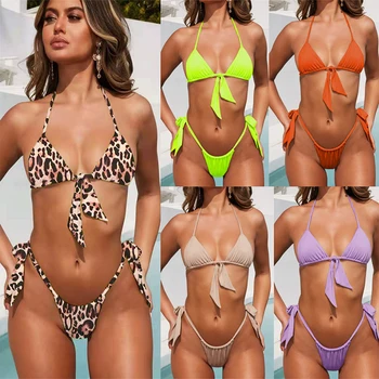 Kvinders Badetøj, Mode Bikini Sæt sort / hvid Badedragt Damer Sexet Leopard Bikini 2 Stykker Af Undertøj Til Surfing Stranden