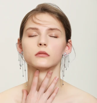 Kvinders Europæisk og Amerikansk Mode Smykker Øreringe til Kvinder Funklende Stjerner Kvaster Hængende Tilbage Udsøgte Øreringe