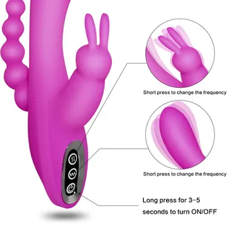 Kvinders dildo Vibratorer 3 I 1 Kanin Vibrator til kvinder Anal Sex legetøj Masturbator Vaginal stimulator 10 Tilstande Vibrerende Dildoer