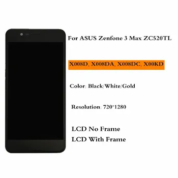 LCD-For ASUS Zenfone 3 Max ZC520TL LCD-Skærm Touch screen Montering Digitizer Med Ramme For ASUS X008D Skærm Udskiftning