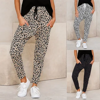 Leopard Print Bukser Harajuku Løs Snor Kvinder Bukser Streetwear Koreanske Plus Size Sweatpants Casual Mode 2020