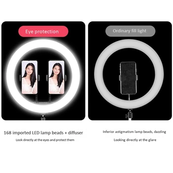 M30 Ring Lys med Stativ LED Kamera Selfie Lys Ring til iPhone Stativ og telefonholder Video Fotografering Ring Lampe