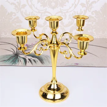 Metal Guld/bronze Forgyldt lysestage Retro 3-armet Kandelaber Til Bryllup Prop Candlelight Dinner Hotel Hjem Dekoration