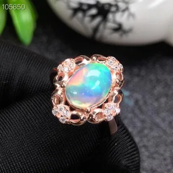 Naturlige Opal Gemstone Mode Blomst Ringe til Kvinder i Ægte 925 Sterling Sølv Charm Fint Bryllup Smykker