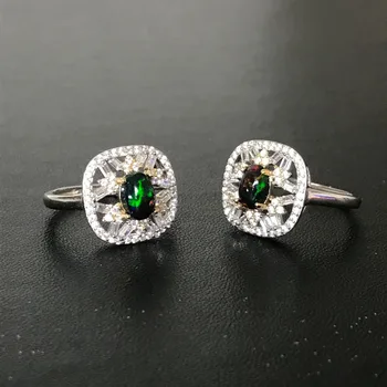 Ny Naturlig Sort Opal Ringe 925 Sterling Sølv Ædelsten til Kvinder, Dame, Bryllup, Engagement, Gift Fine Smykker