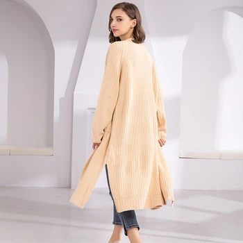 Nye 2021 Vinter Forår Kvinders Trøjer koreansk Stil Minimalistisk Solid Multi Farver Casual Lange Cardigans Stilfuld Office Lady