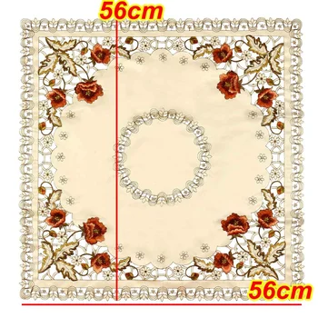 Ovale Mønster Polyester Fiber Rose Broderet Dug Tabel Cover Bryllup Dekoration [Størrelse: 40x85 / 60x120 cm]