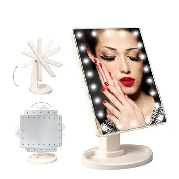 Personligt Touch Skærm, Makeup Spejl med Lys Desktop 360° Roterbar Make Up Spejl J78D