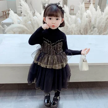 Piger foråret kjole 2021 nye Buksedragt koreanske børn ' s fashion baby pige net red princess kjole