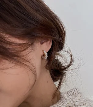 SPREEZE fransk Perle Øreringe Kvindelige koreanske Simple Temperament Alsidig Personlighed Mode Øreringe Og Cool Smykker Øreringe