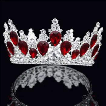 Smukke Drop Krystal Guld Tiara Krone til Dronning King Runde Diadem Brud Hovedklæde Prom Bryllup Hår Smykker Hoved Pynt