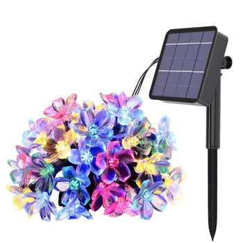 Solar Guirlander, Lys 5m 7m 12m Peach Flower Sol Lampe Power LED String Fairy Lights Have Bryllup Udsmykning til Udendørs