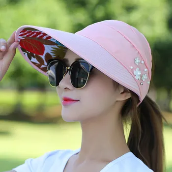 Sommer, Sol Hatte Kvinder Sammenklappelig UV-Beskyttelse solhat Visir Suncreen Floppy Cap Femme Offentlig Strand Hat 2020 Ny