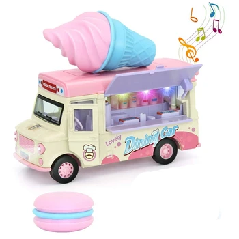 Toy Bil med Musik, Lys og Oplukkelig Markise, Ice Cream Toy Car Vogn