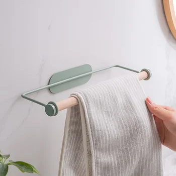 Vægmonteret Væv Rack Vandtæt Rulle Papir Indehaveren Punchfree Håndklæde Hylde til Køkken, Badeværelse Husstand Organisering