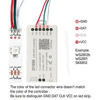 WS2811 WS2812B SP108E LED Strip WIFI Controller WS2813 WS2815 SK6812 Osv LED-Modul, Lys, Smart APP Trådløse Kontrol DM5-24V